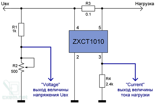 Принципиальная схема подключение ZXCT1010