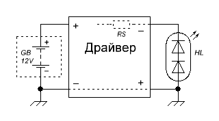 Схема подключения светодиодов к инвертирующему драйверу