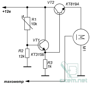 Схема простого регулятора скорости вращения вентилятора