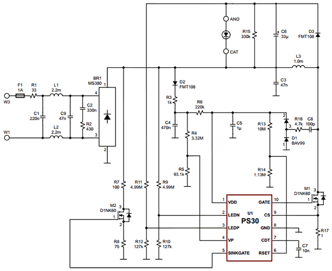 Схема подключения светодиодного драйвера PS30