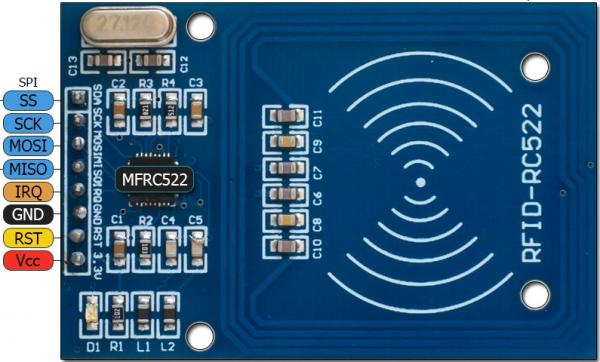 Распиновка считывателя бесконтактных карт - радио меток RFID RC522
