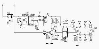 Электрическая принципиальная схема новой электронной начинки фонарика