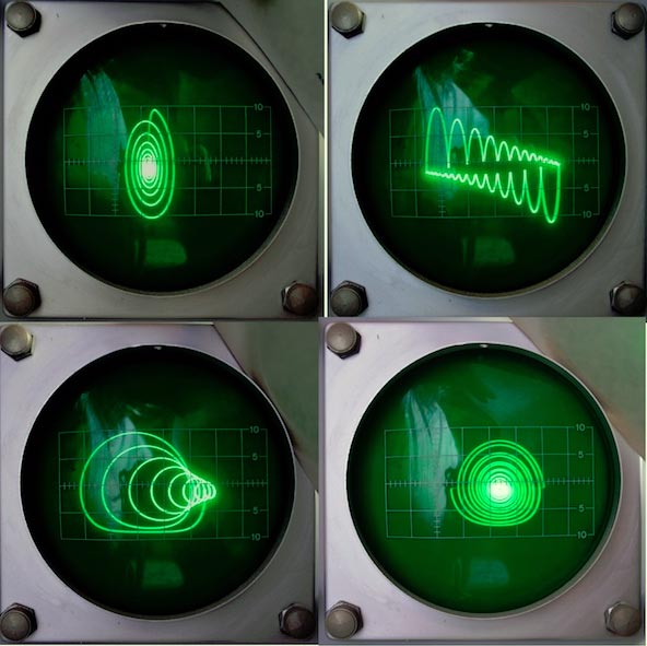 Разнообразные формы сигналов на экране осциллографа