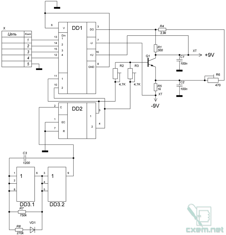 Схема коммутатора для осциллографа