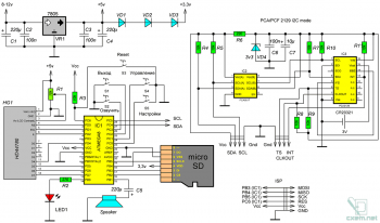 Схема говорящих часов на AVR-микроконтроллере