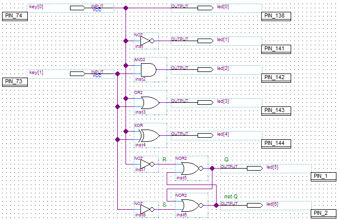 Схема с основными логическими элементами и реализация RS-триггера