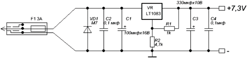 Схема автомобильного адаптера для портативной радиостанции