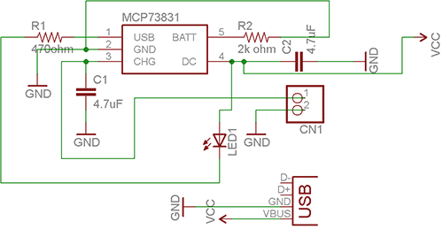 Схема зарядного устройства на MCP73831