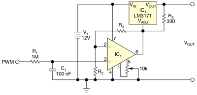 Схема управления LM317T от ШИМ сигнала