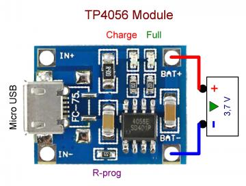Схема подключения модуля зарядки TP4056