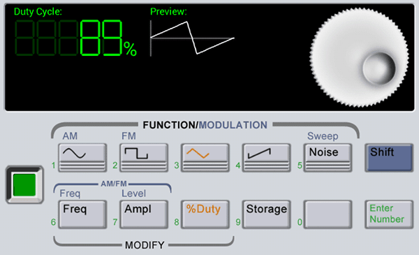 Waveform Generator - задание скважности для треугольного сигнала