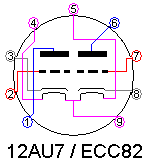 Цоколевка лампы 12AU7 (ECC82)