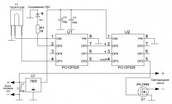 Схема контроллера для светодиодной ленты с ИК управлением