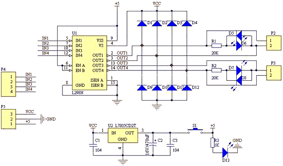 Схема модуля на L298N