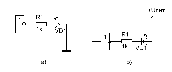 Подключение светодиода для индикации различных уровней на цифровых выходах