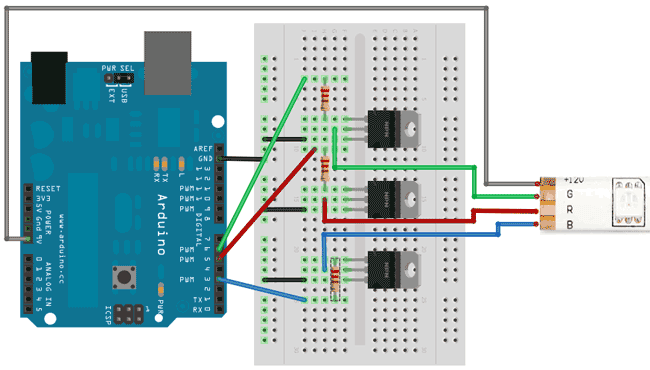 Подключение к Arduino через биполярные транзисторы