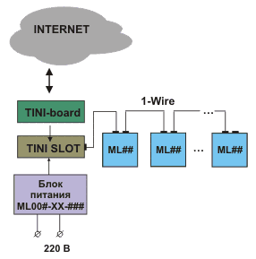 Система, реализованная на базе локальной однопроводной ветви и TINI-board