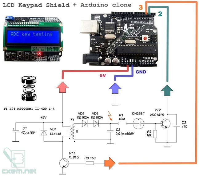 Схема простого индикатора радиации на Arduino