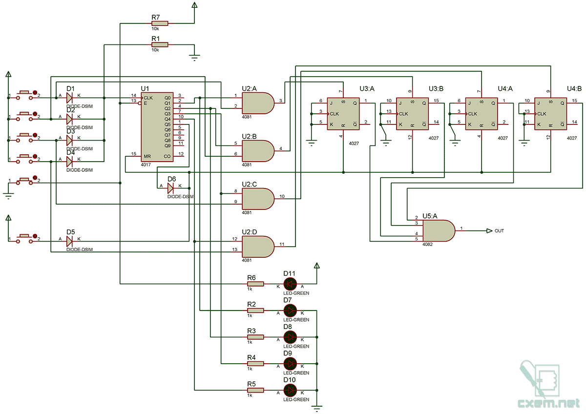 Схема кодового замка на тиристоре