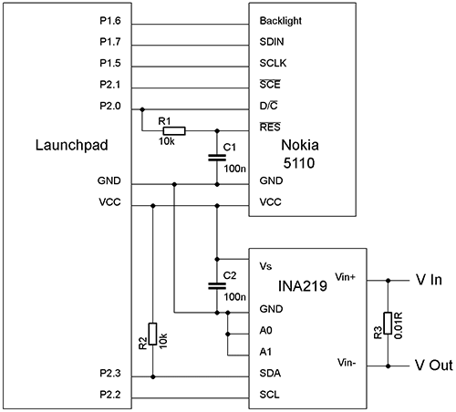 Схема Вольт/Ампер/Ватт метра на MSP430 LaunchPad