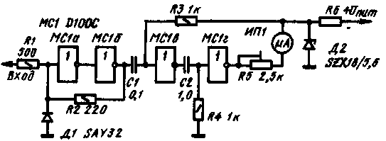 Схема НЧ частотомера на интегральных схемах
