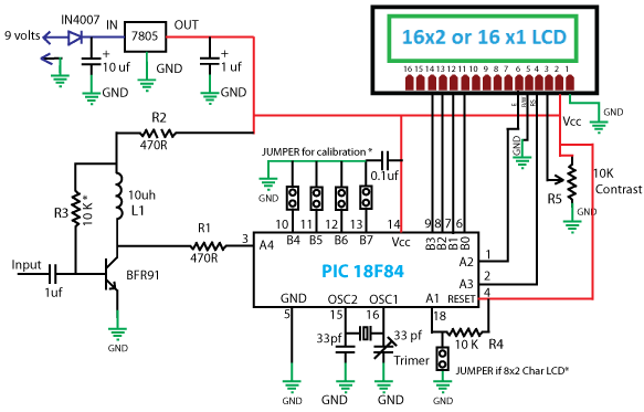 Схема частотомера на микроконтроллере