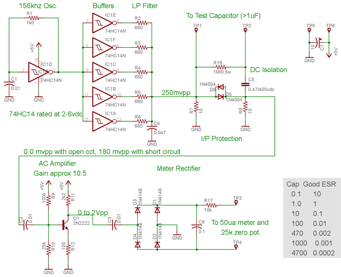 Схема измерителя ESR конденсаторов