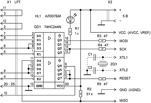 Простой программатор AVR микроконтроллеров