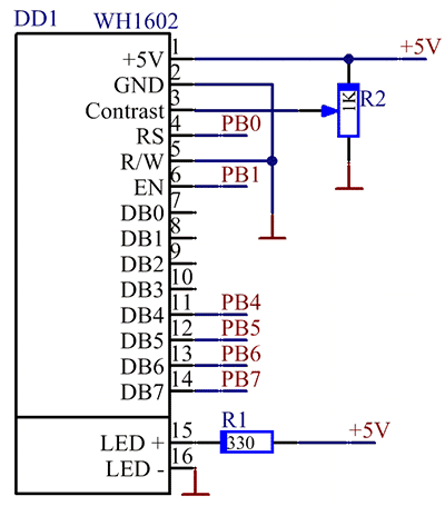 Схема подключения LCD к STM32