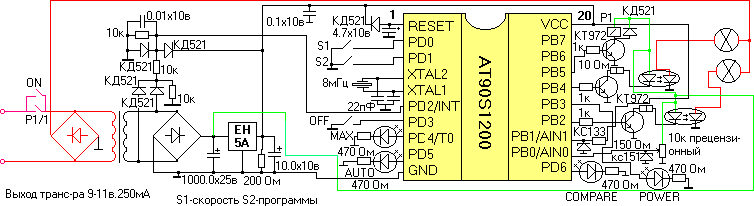 Схема адаптера двухканального сетевого шнура