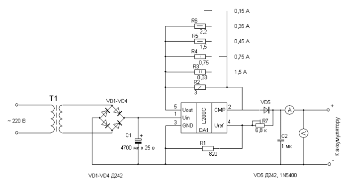 Схема зарядного устройства для герметичных свинцовых (гелевых) аккумуляторов