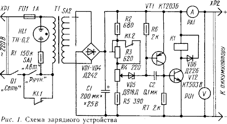 Схема зарядного устройства - автомата
