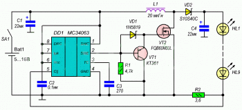 Схема простого токостабилизирующего драйвера на MC34063