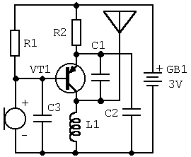 Схема простейшего радиомикрофона