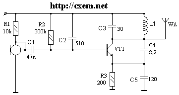 Схема экономичного микропередатчика на 92-96 МГц