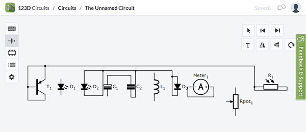 Электрическая схема проекта в 123D Circuits