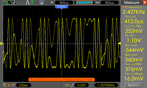 Waveform Generator - FМ-сигнал (частота модуляции 520 Гц, индекс модуляции 300%)