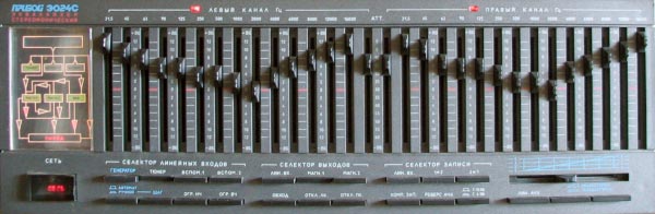 Передняя панель графического эквалайзера ПРИБОЙ Э024С
