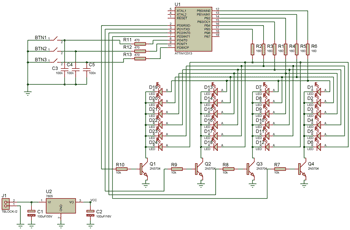 Схема светодинамической установки на микроконтроллере ATtiny2313