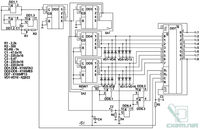 Схема автомата на базе К155ИР13
