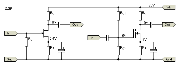 Переходный полевой транзистор и МОП-транзистор,  как усилители напряжения