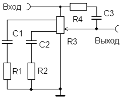 Стандартная схема для переменного резистора с отводами