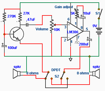 Схема переговорного устройства  на LM386