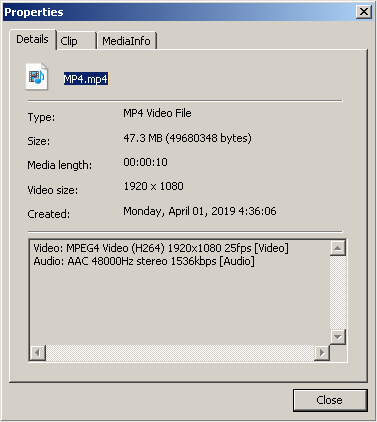 Информация о видео-файле MP4